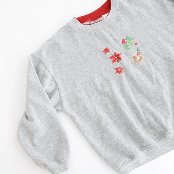 Vintage Basic  Editions Grey Crewneck Holiday Sweater - Picture 8 of 12